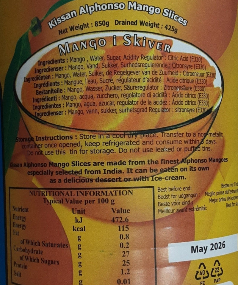 Kissan Mango Slices Alphonso 850g