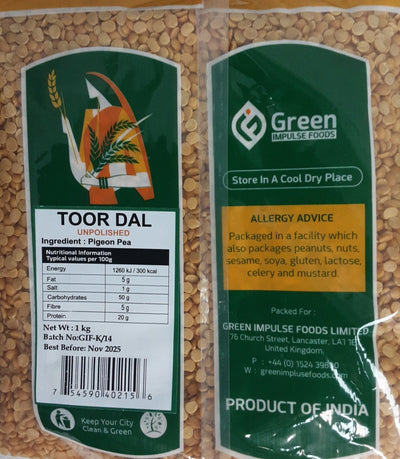 Green Impulse Foods Toor Dal Unpolished Desi 1Kg