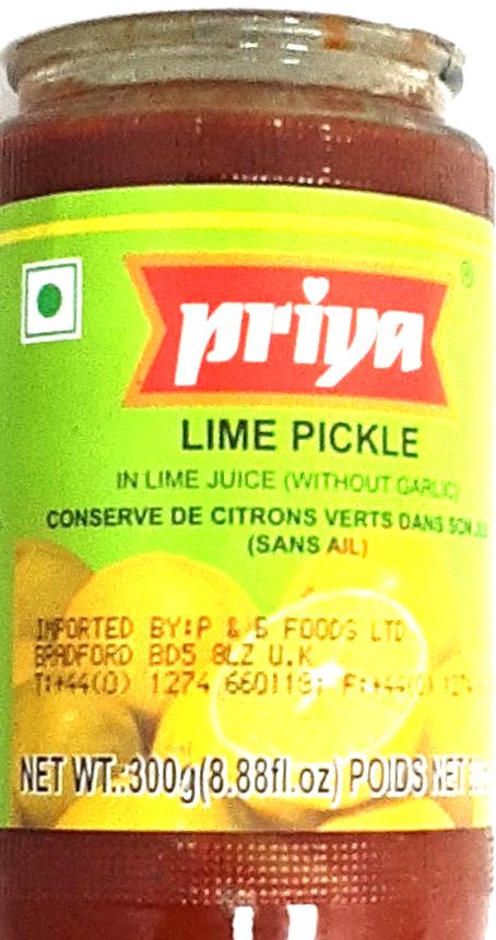 Priya Pickle Lime in Lime Juice Without Garlic 300g