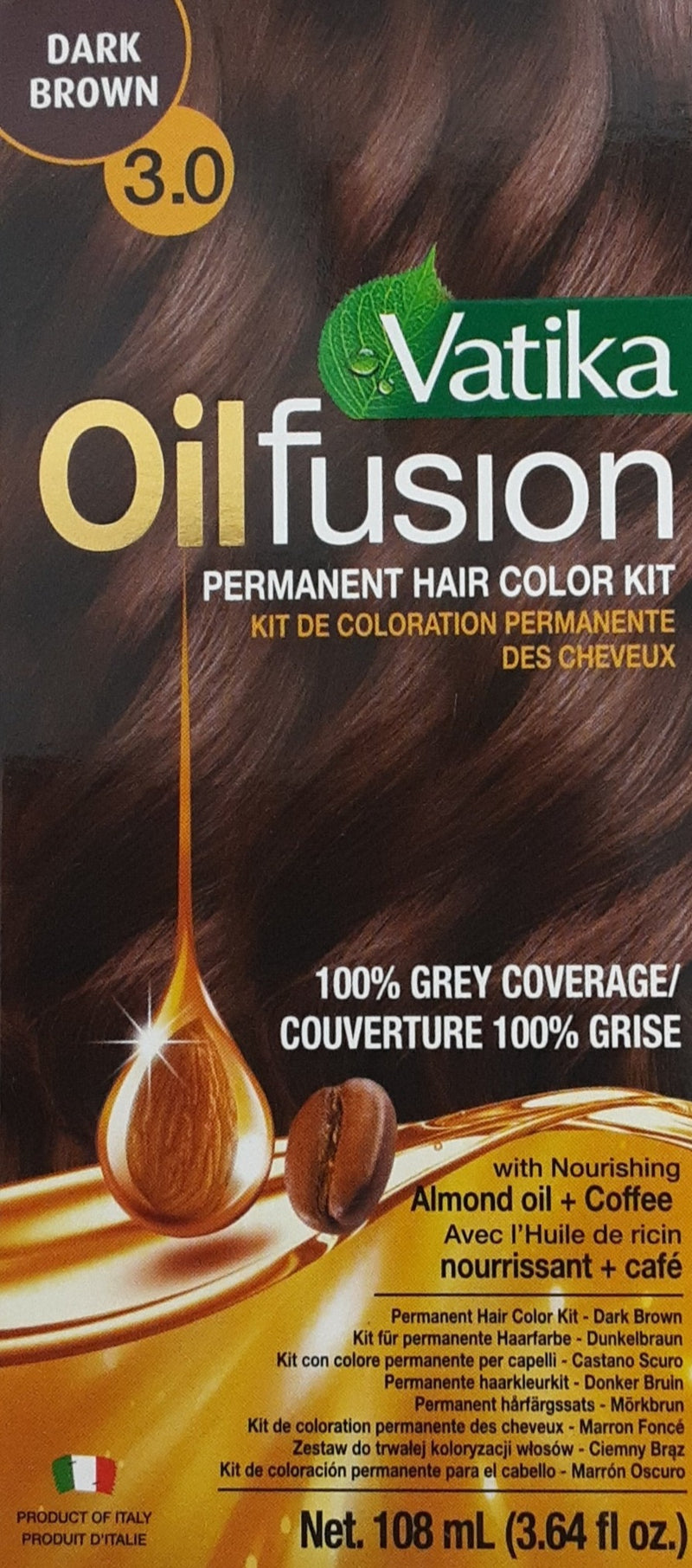 Vatika Oil Fusion Hair Color Kit Dark Brown 108ml