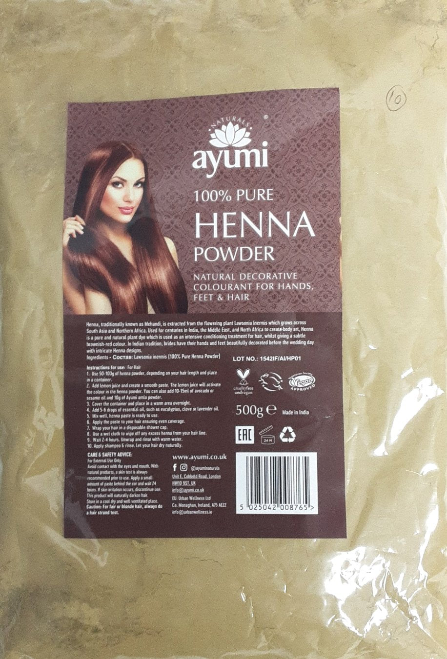 Ayumi 100 Pure Henna Powder 500g ExoticEstore