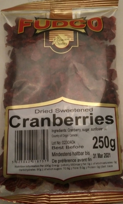 Fudco Dried Sweetened Cranberries 250g - ExoticEstore