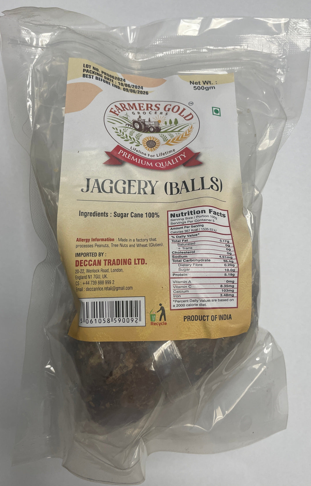 Farmers Gold Jaggery Ball Gur Madras 500g