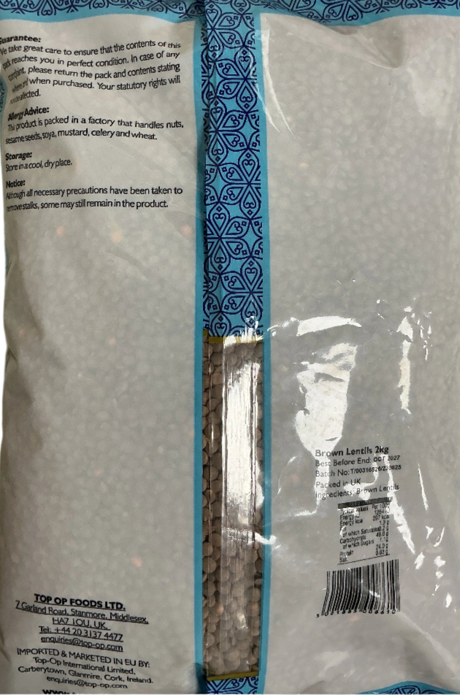 Top Op Lentils Brown Masoor Dall 2Kg - ExoticEstore