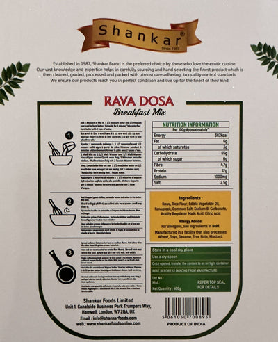 Shankar Rava Dosa Mix 500g BBBE SEP 2025