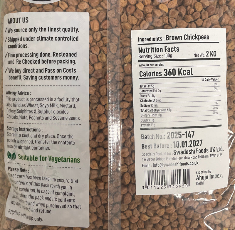 Food Factory Chick Peas Kala Chana 2Kg