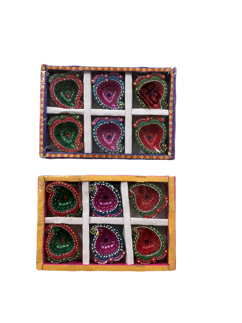 Diwali Designer Clay Diyas Assorted 12 Pack A3