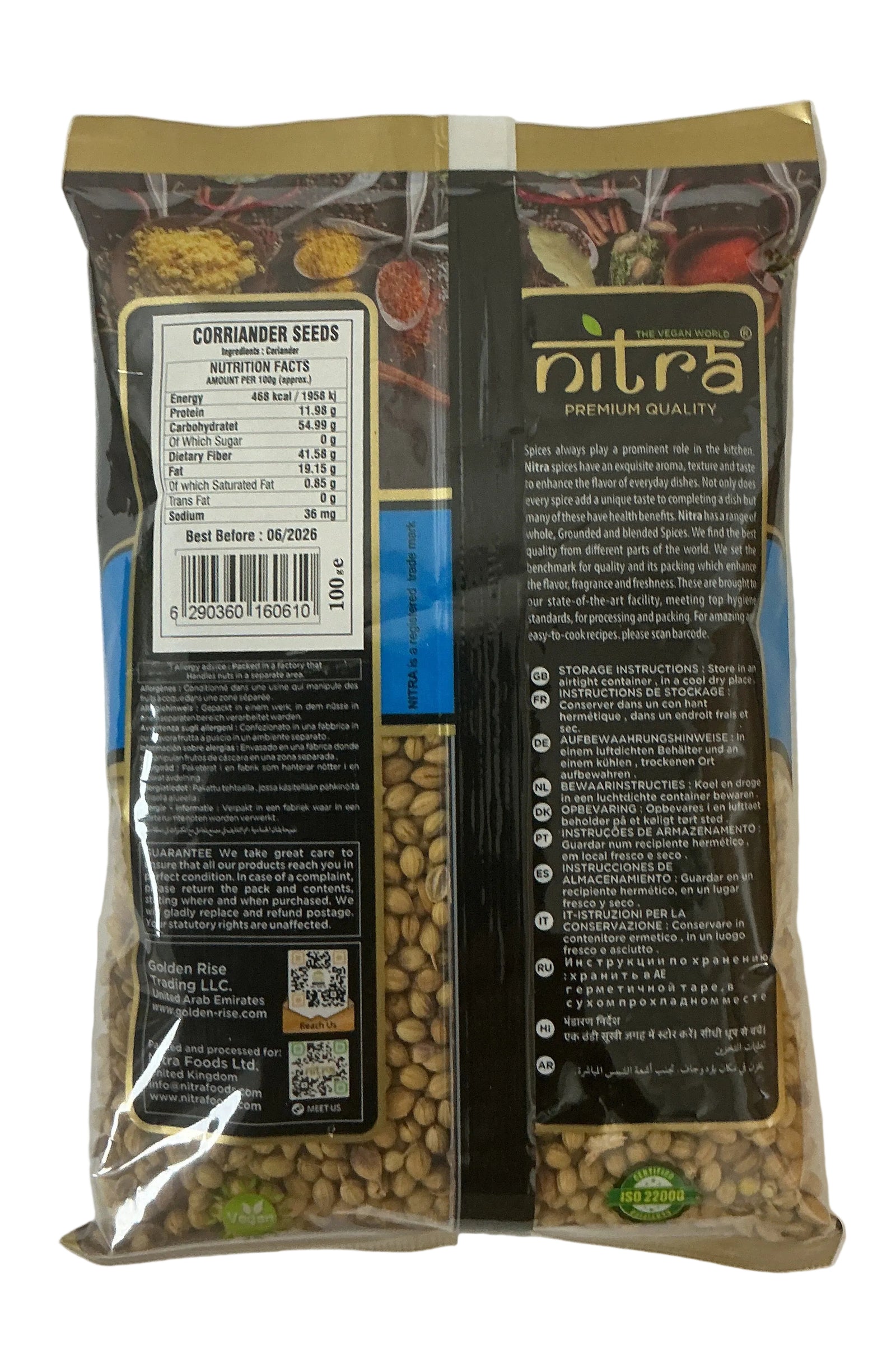 Nitra Spices Coriander Seeds 100g Mix & Match Any 3 for £1.98 - ExoticEstore