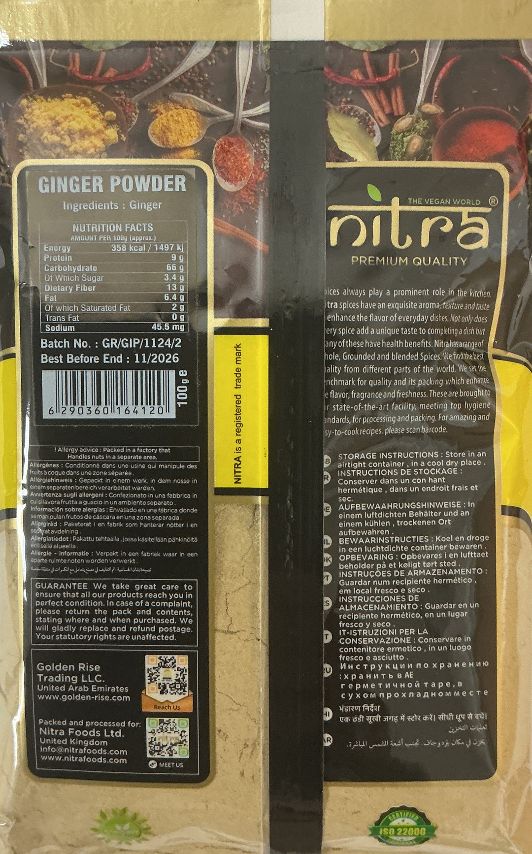 Nitra Spices Ginger Powder 100g Mix & Match Any 3 for £1.98
