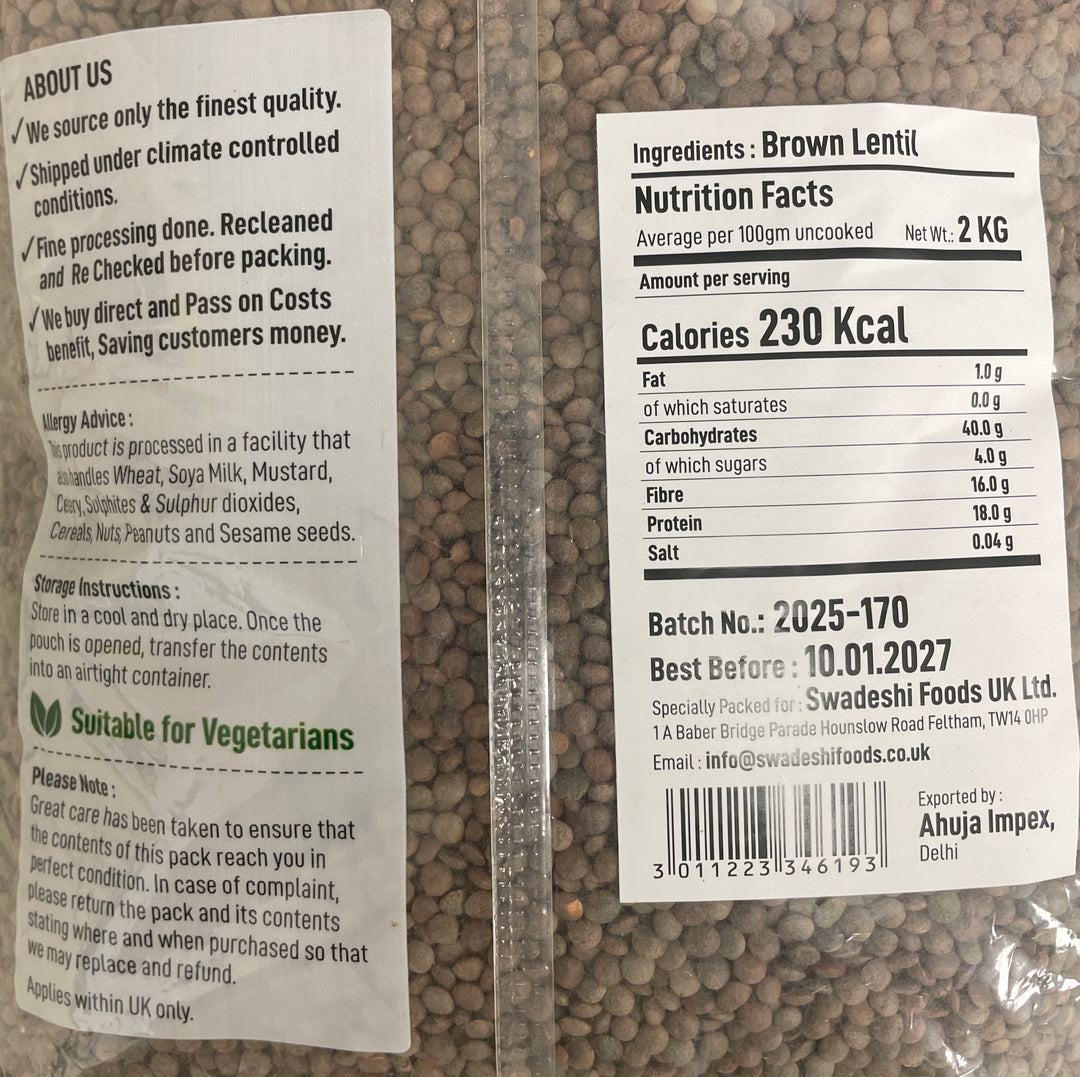 Food Factory Lentils Brown Dall Indian 2Kg