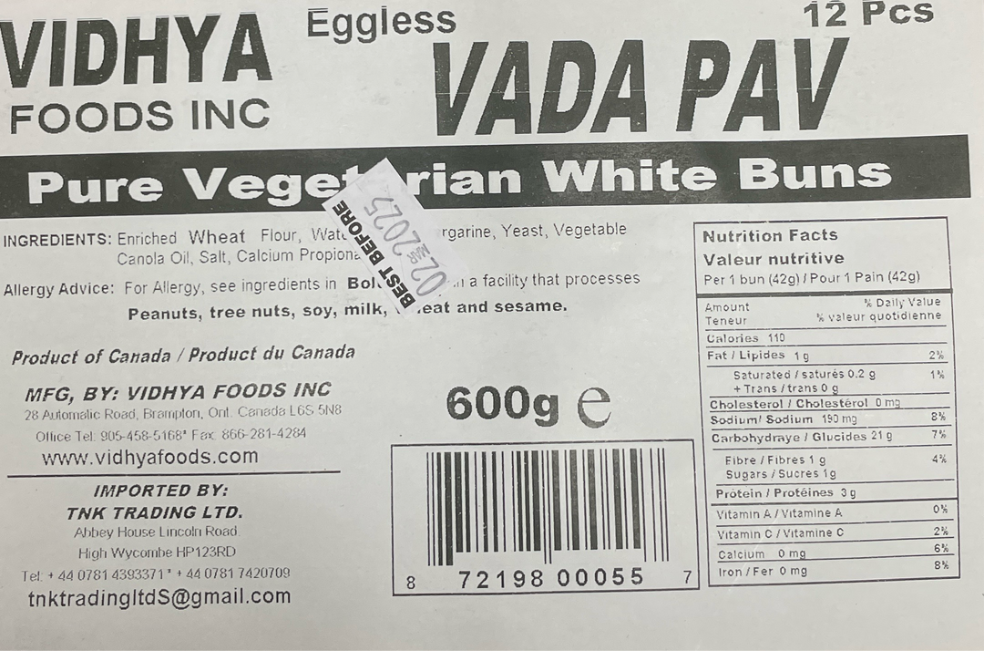 Vidhya Foods Eggless Vada Pav Buns 12pcs