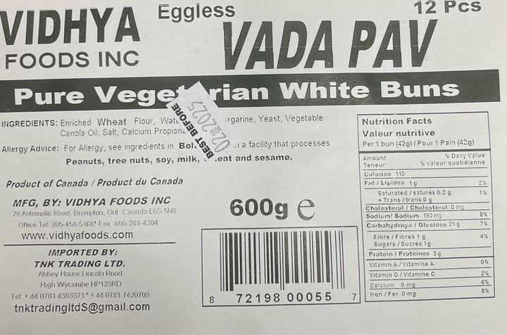 Vidhya Foods Eggless Vada Pav Buns 12pcs