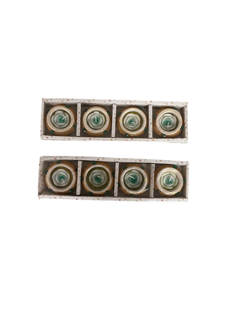 Diwali Clay Designer Matki Diyas With Flower Wax Candles Design 1 2 Pack