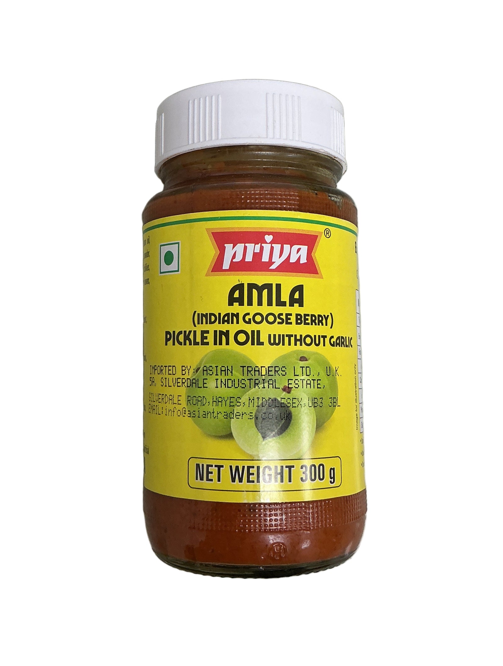 Priya Pickle Amla In Oil Without Garlic 300g - ExoticEstore