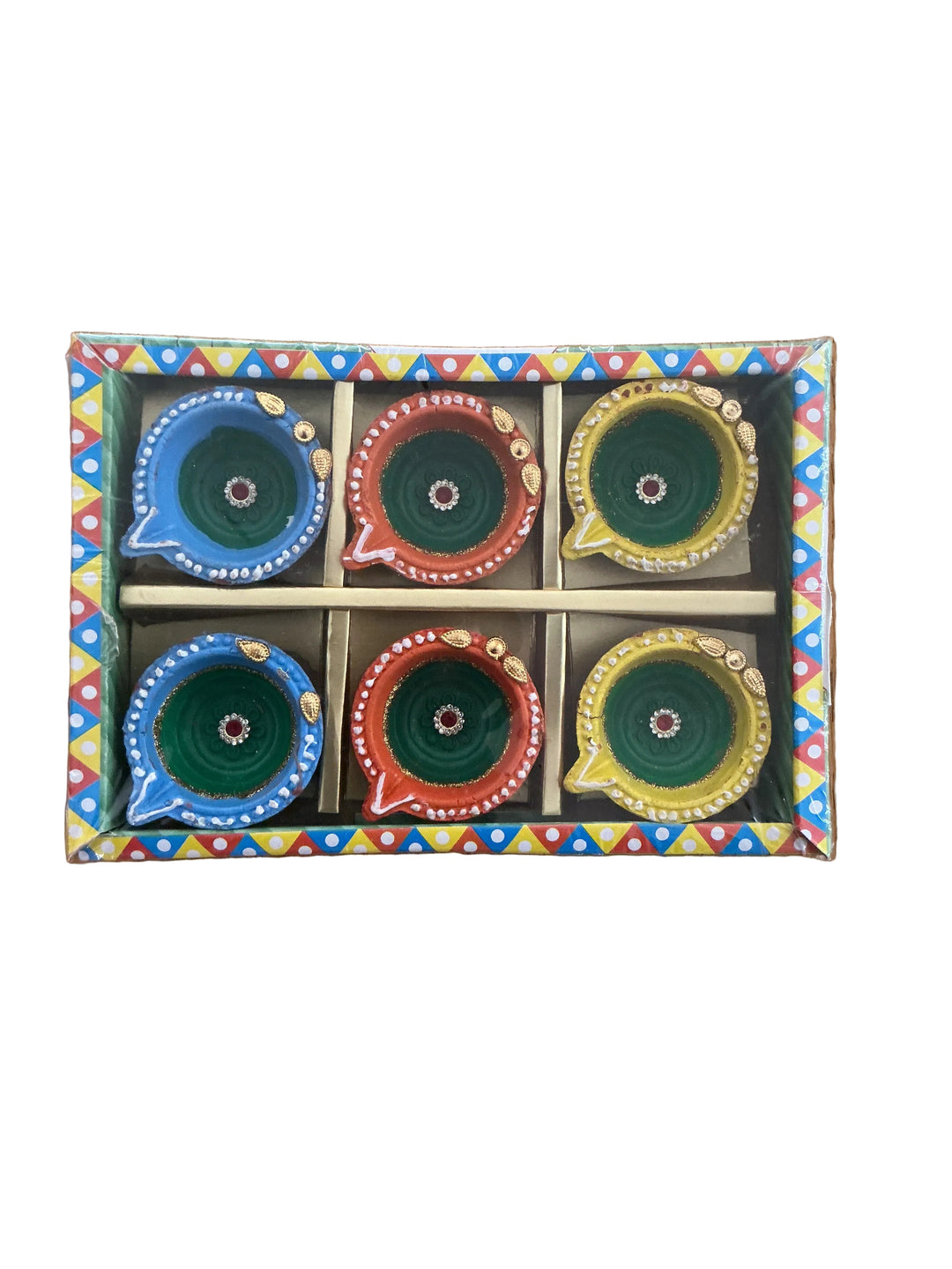 Diwali Designer Clay Diyas 6 Pack C2
