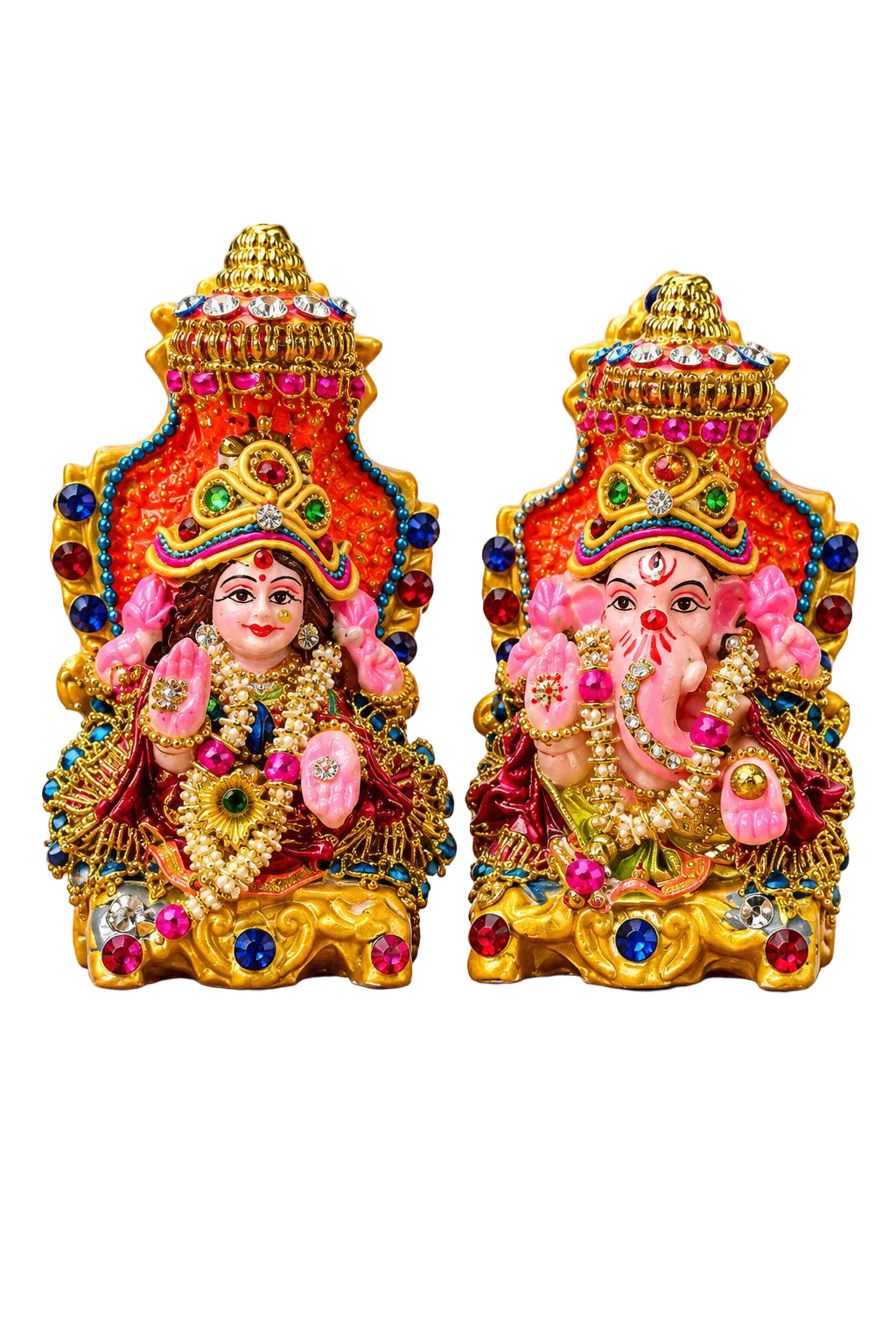 Laxmi Ji &amp; Ganesh Ji Idols 11cm Design D