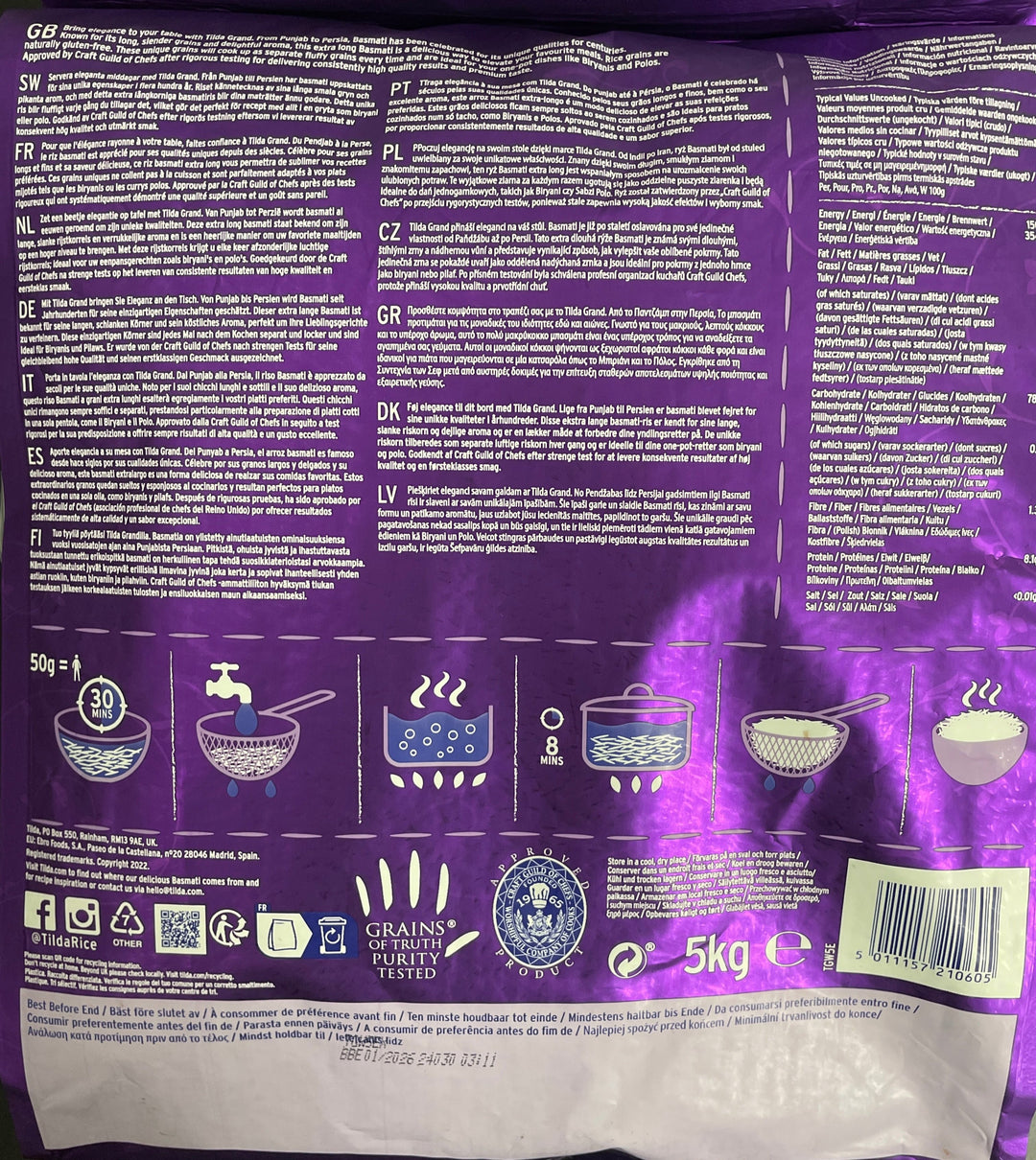 Tilda Rice Basmati Grand Extra Long 5Kg - ExoticEstore