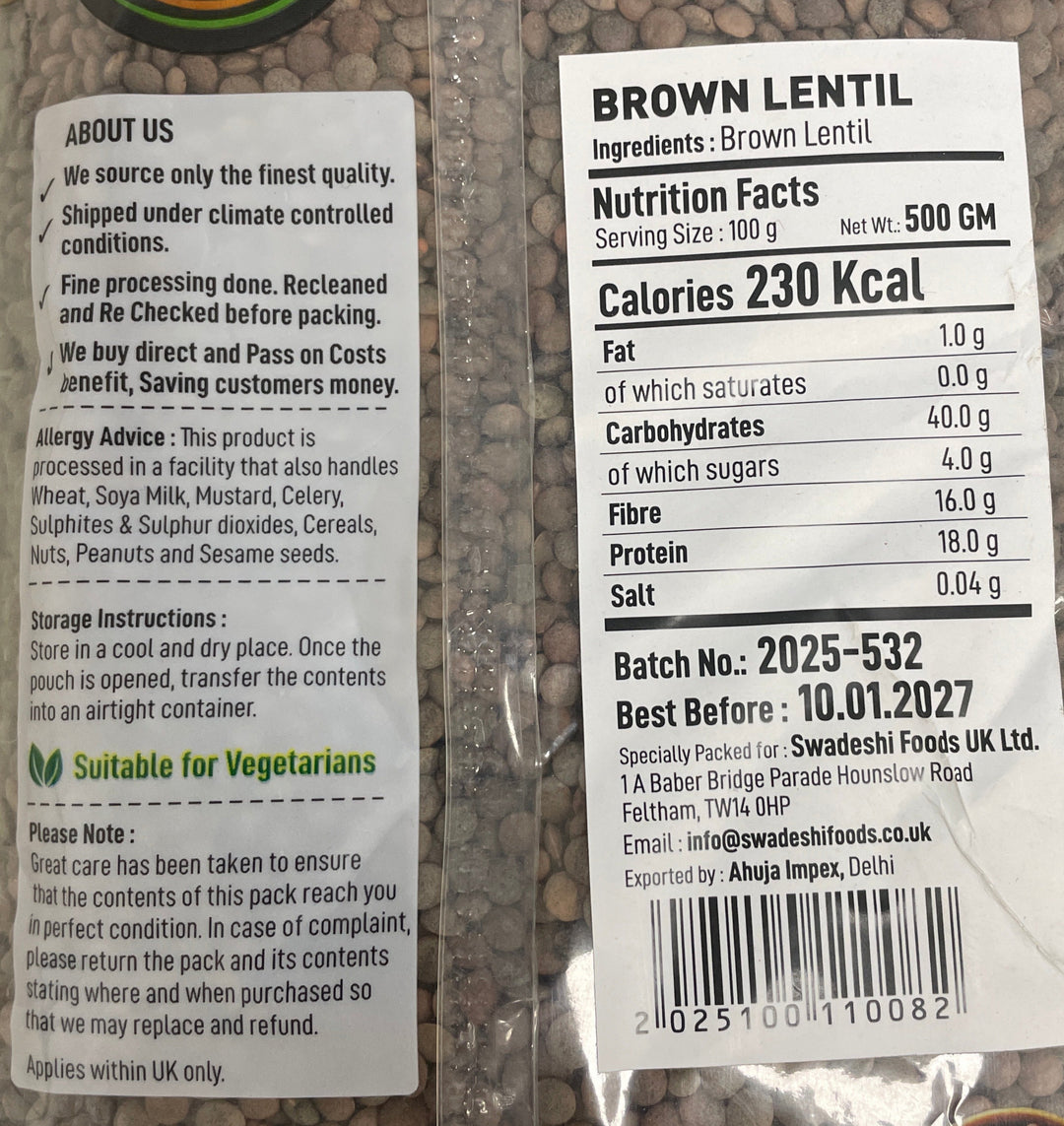 Food Factory Lentils Brown Dall Indian 500g