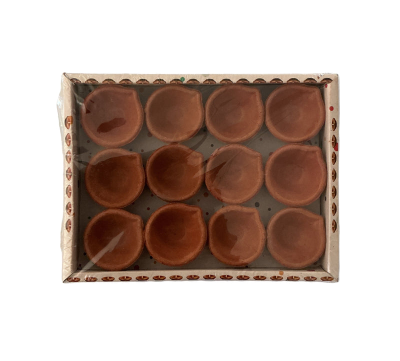 Diwali Clay Diyas Traditional 12Pack AC1