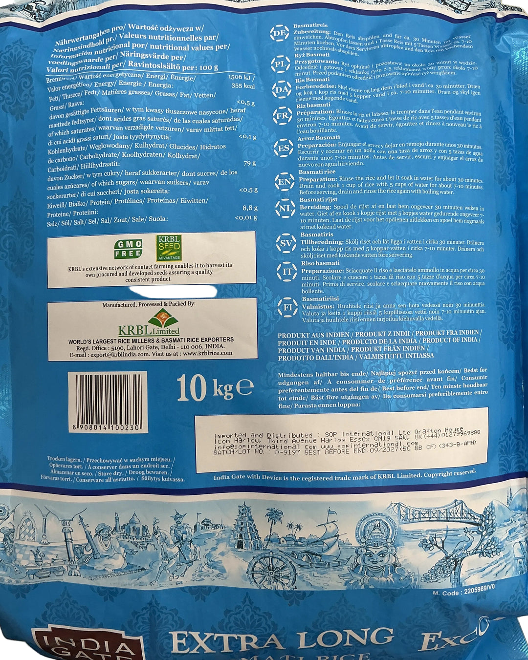 India Gate Rice Extra Long Basmati Excel 10kg