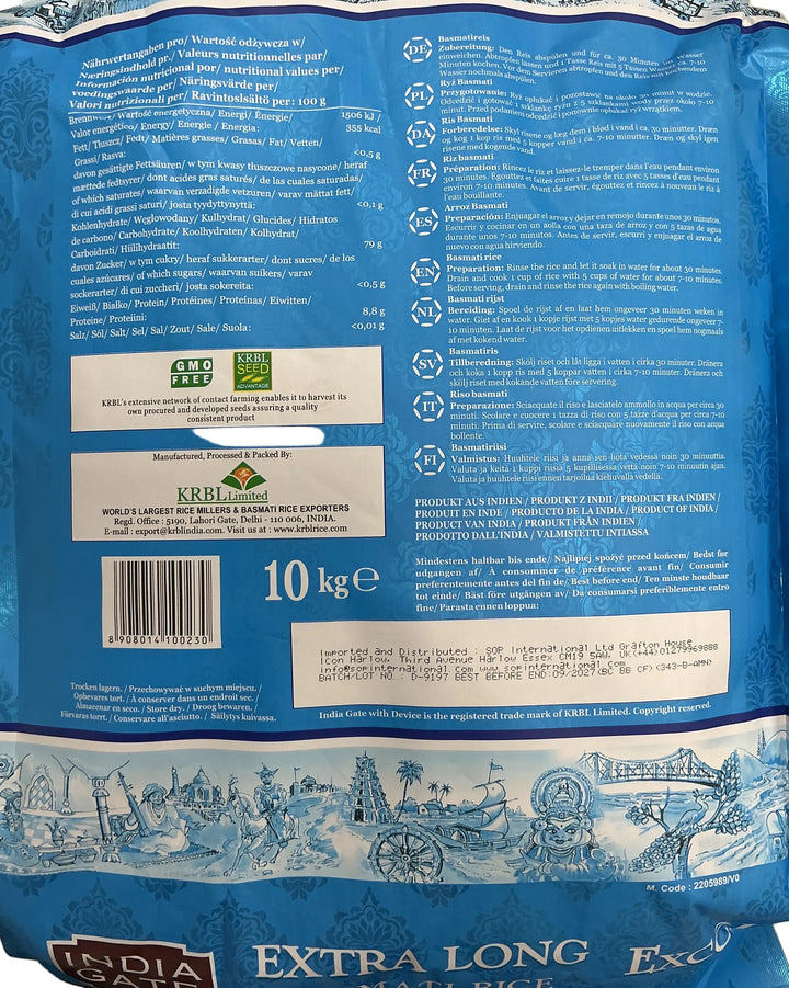 India Gate Rice Extra Long Basmati Excel 10kg