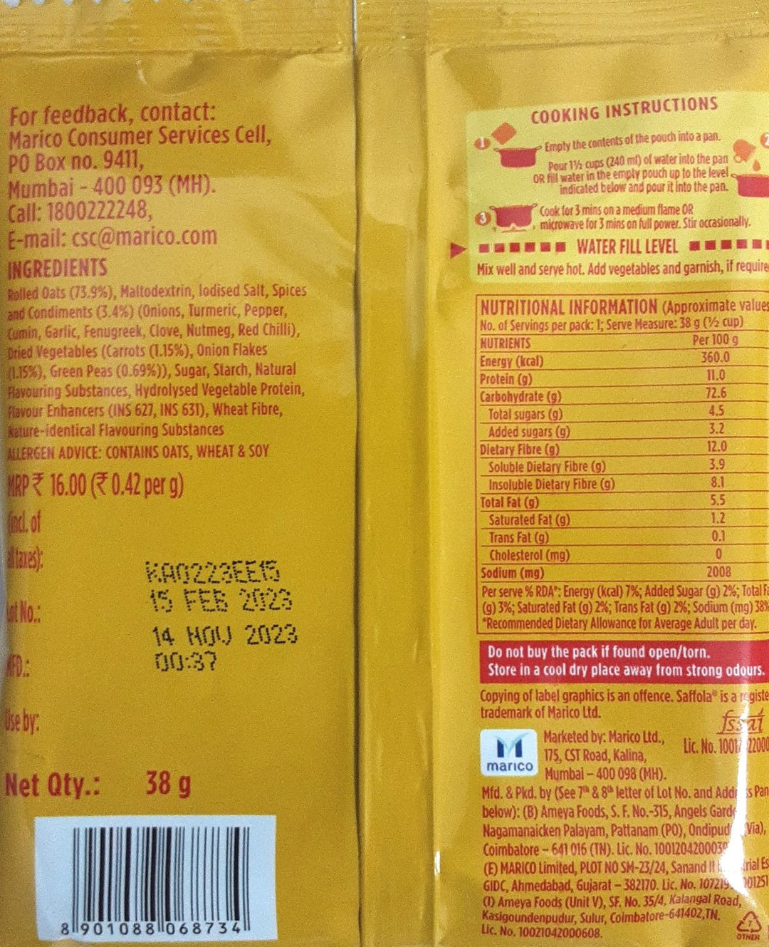 Saffola Masala Oats 38g