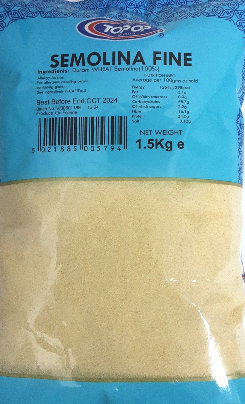 Top Op Semolina Sooji Fine 1.5Kg