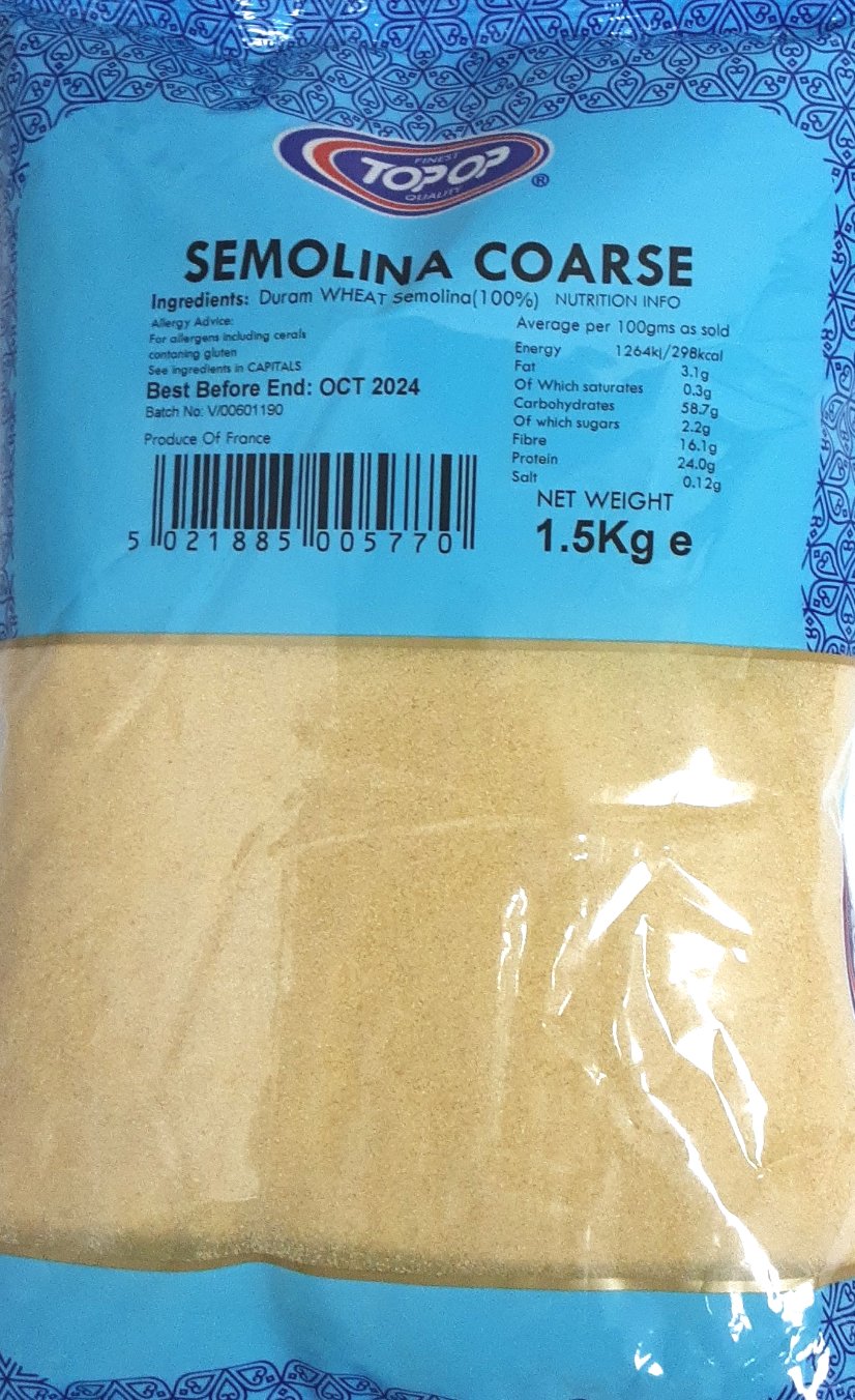 Top Op Semolina Sooji Coarse 1.5Kg