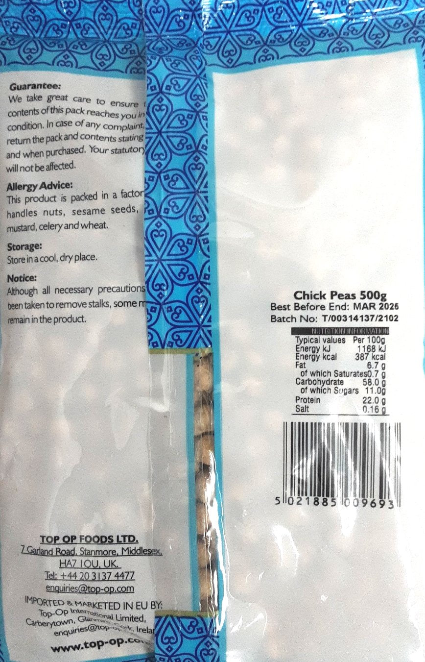 Top Op Chick Peas White Chana 500g