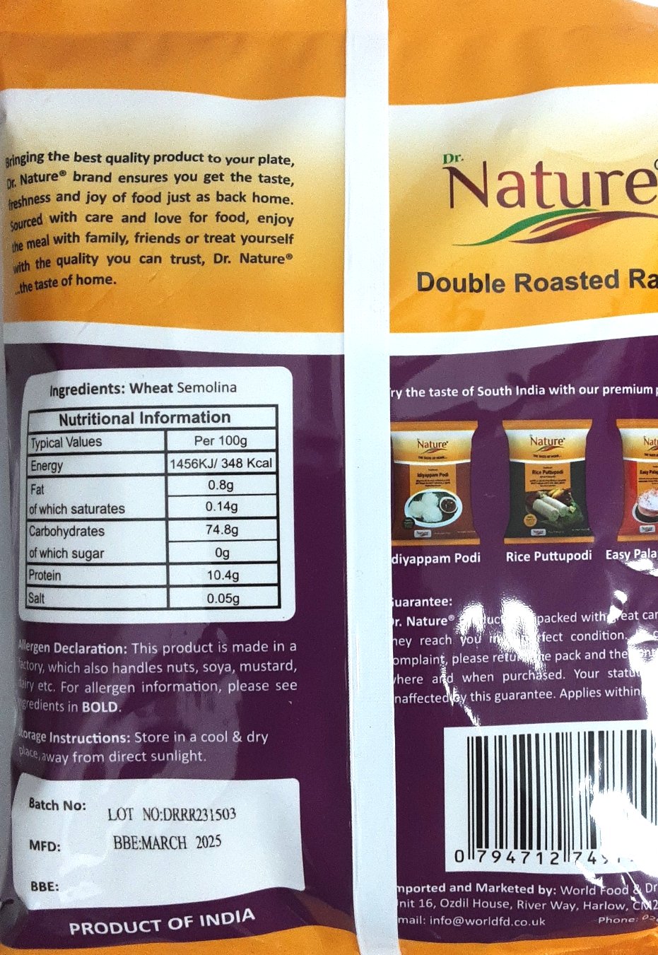 Dr Nature Traditional Rava Sooji Double Roasted 1Kg - ExoticEstore