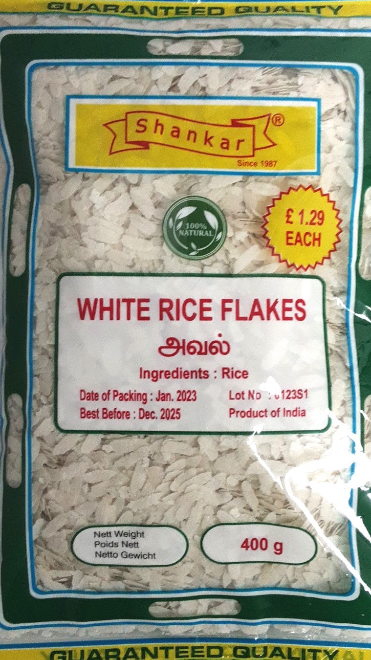 White Rice Flakes Shankar White Rice Flakes 400g PM – ExoticEstore