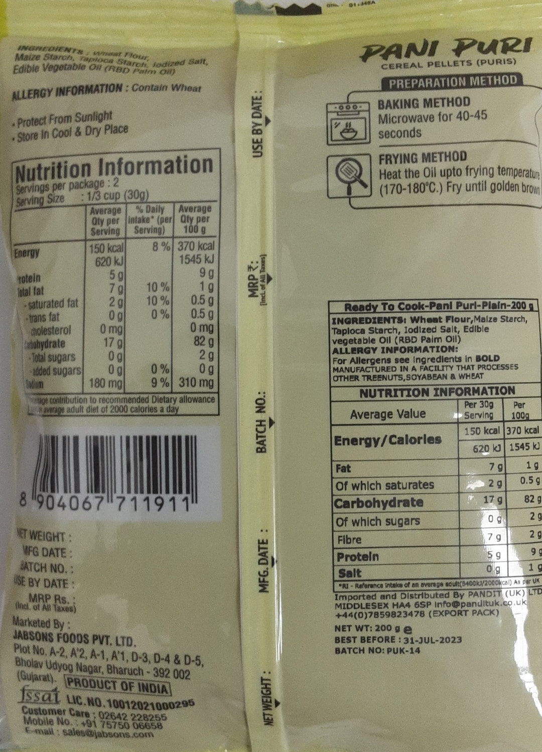 Jabsons Pani Puri Raw Far Far Golgappa 200g - ExoticEstore