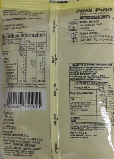 Jabsons Pani Puri Raw Far Far Golgappa 200g