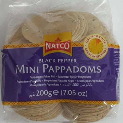 Natco Mini Pappadum Black Pepper 200g