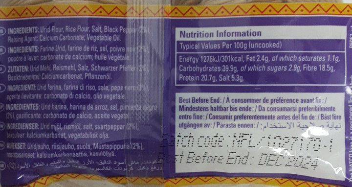 Natco Mini Pappadum Black Pepper 200g