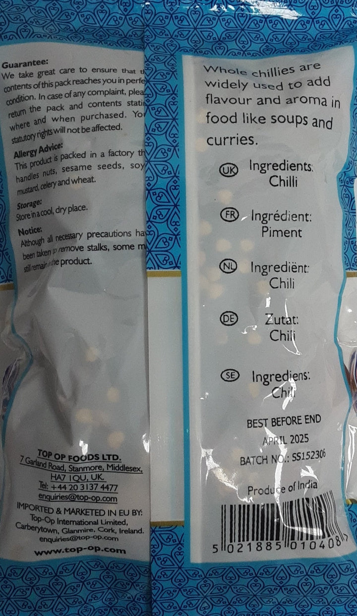 Top Op Chillies Whole Round 50g