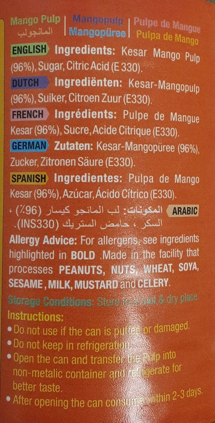 Jaimin Kesar Mango Pulp 850g