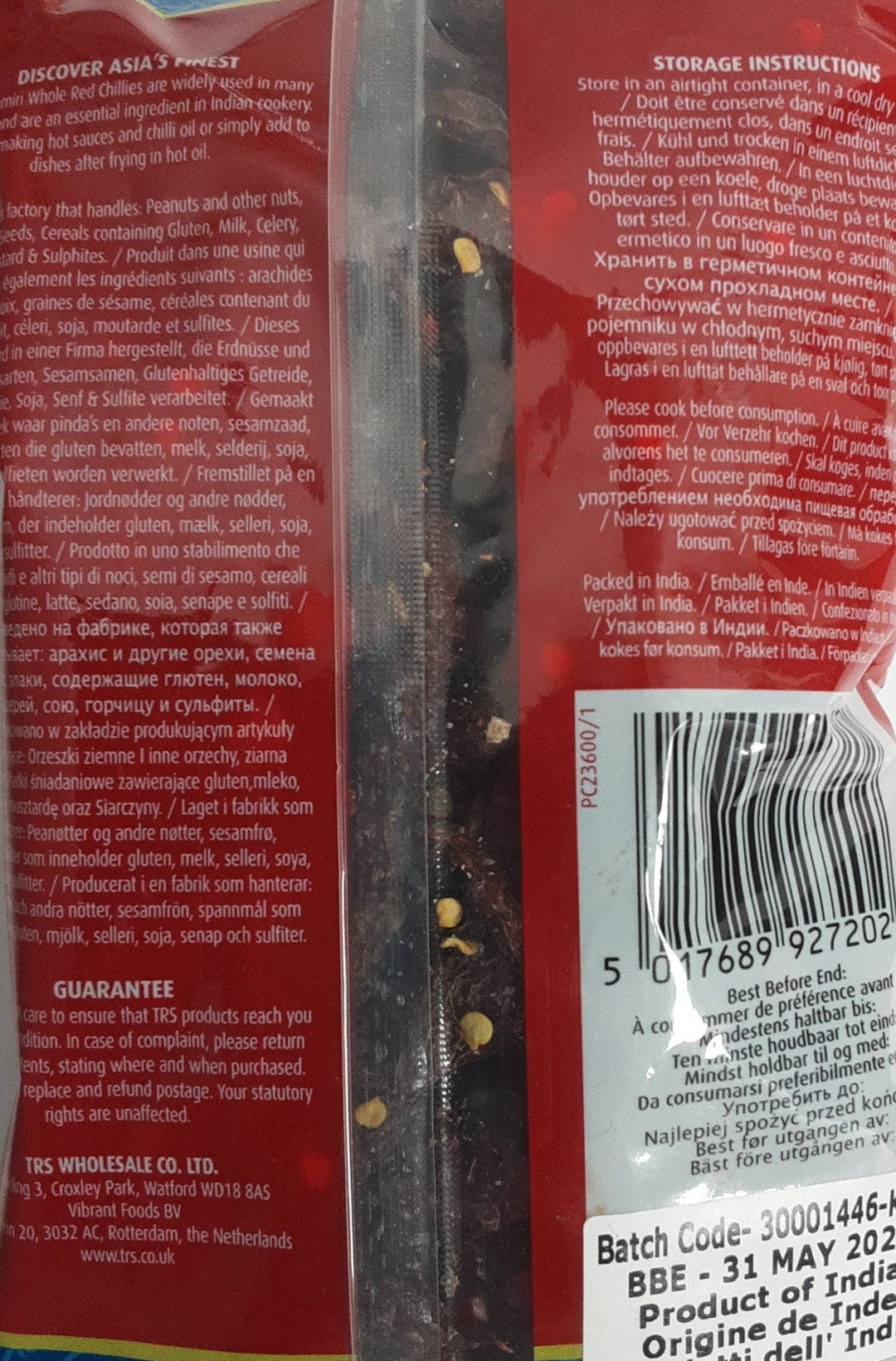 TRS Kashmiri Whole Red Chilli 150g BBE 05/2025