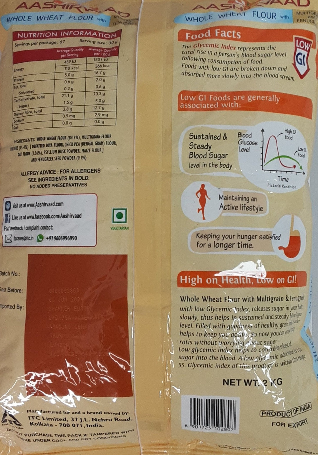 Aashirvaad Atta Whole Wheat with Multigrain & Fenugreek 2Kg