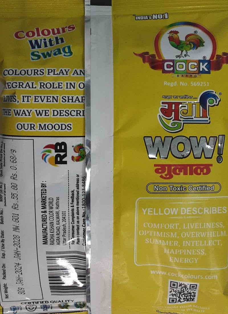 Murga Chaap Sparkling Yellow Gulal Holi Colours 80g Mix & Match Buy 1 Get 1 Free