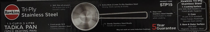 Hawkins Stainless Steel Tadka Pan 1.5 Cups