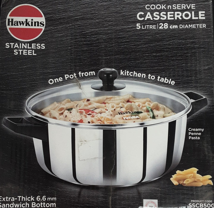 Hawkins Stainless Steel Casserole 5Litre