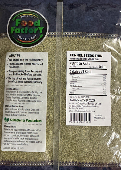 Food Factory Fennel Seeds 700g