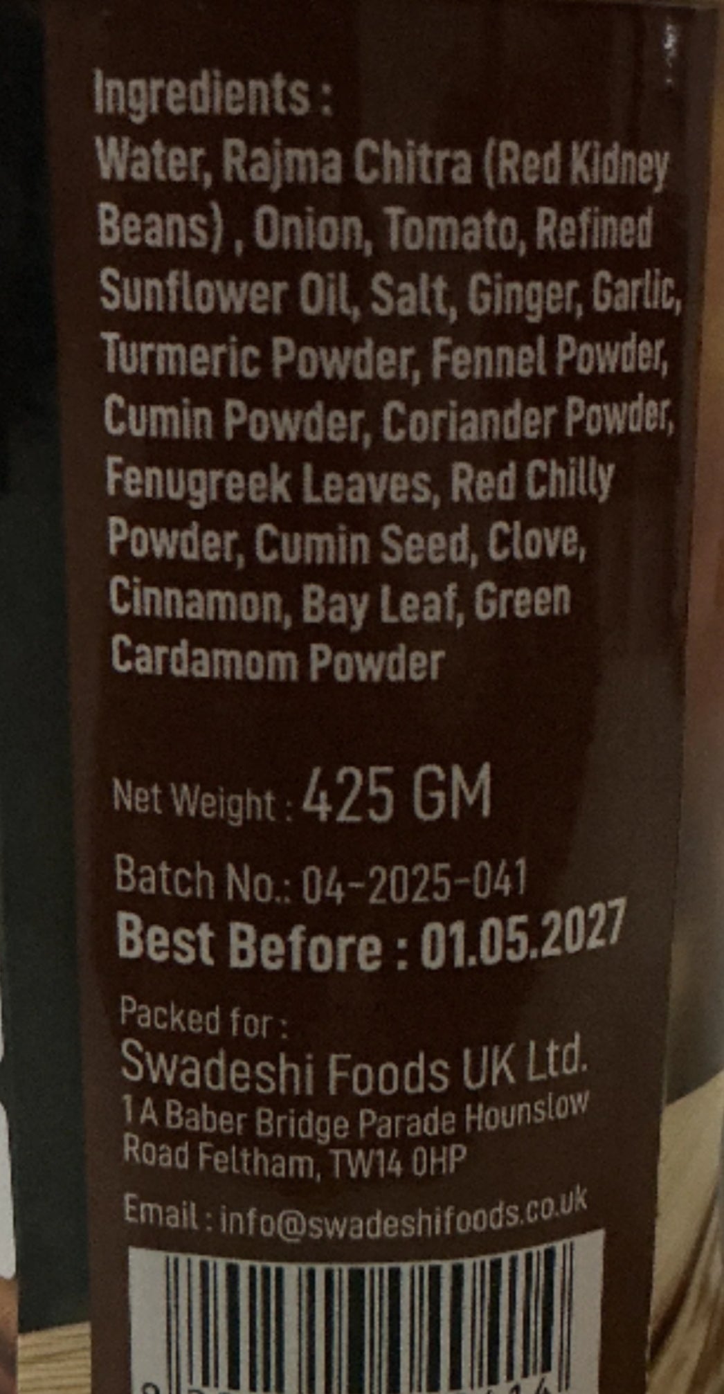 Food Factory Rajma Masala 425g