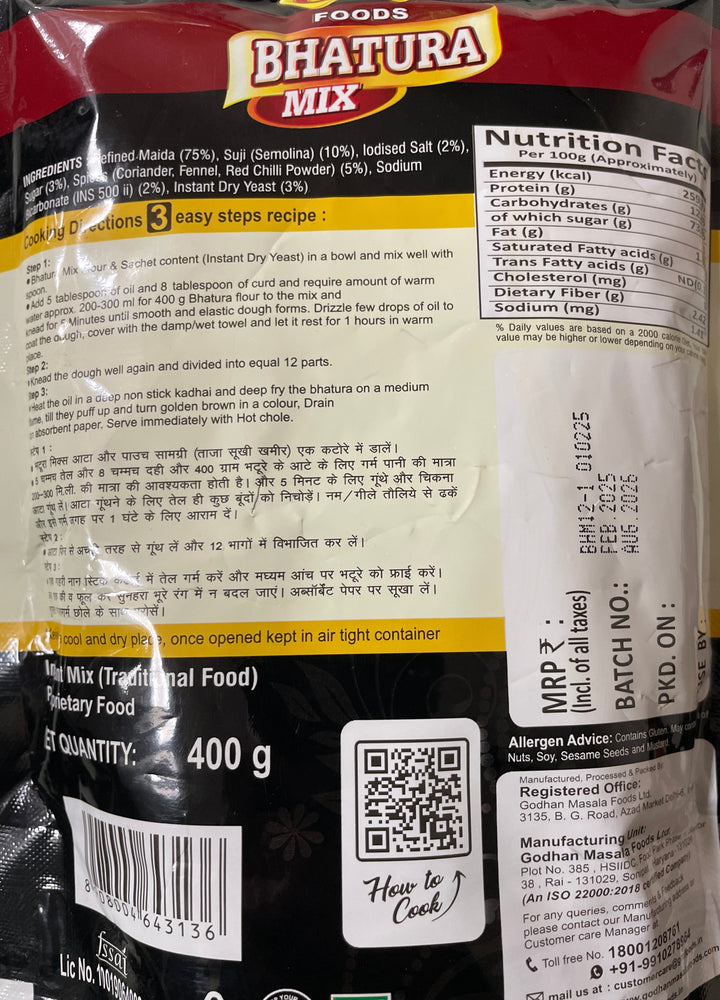GM Foods Pre Mix  Bhatura 400g