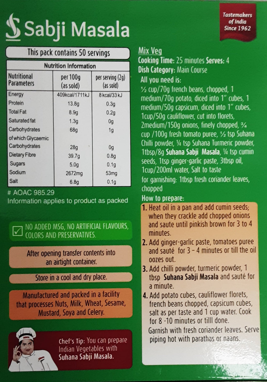 Suhana Masala Sabji 100g