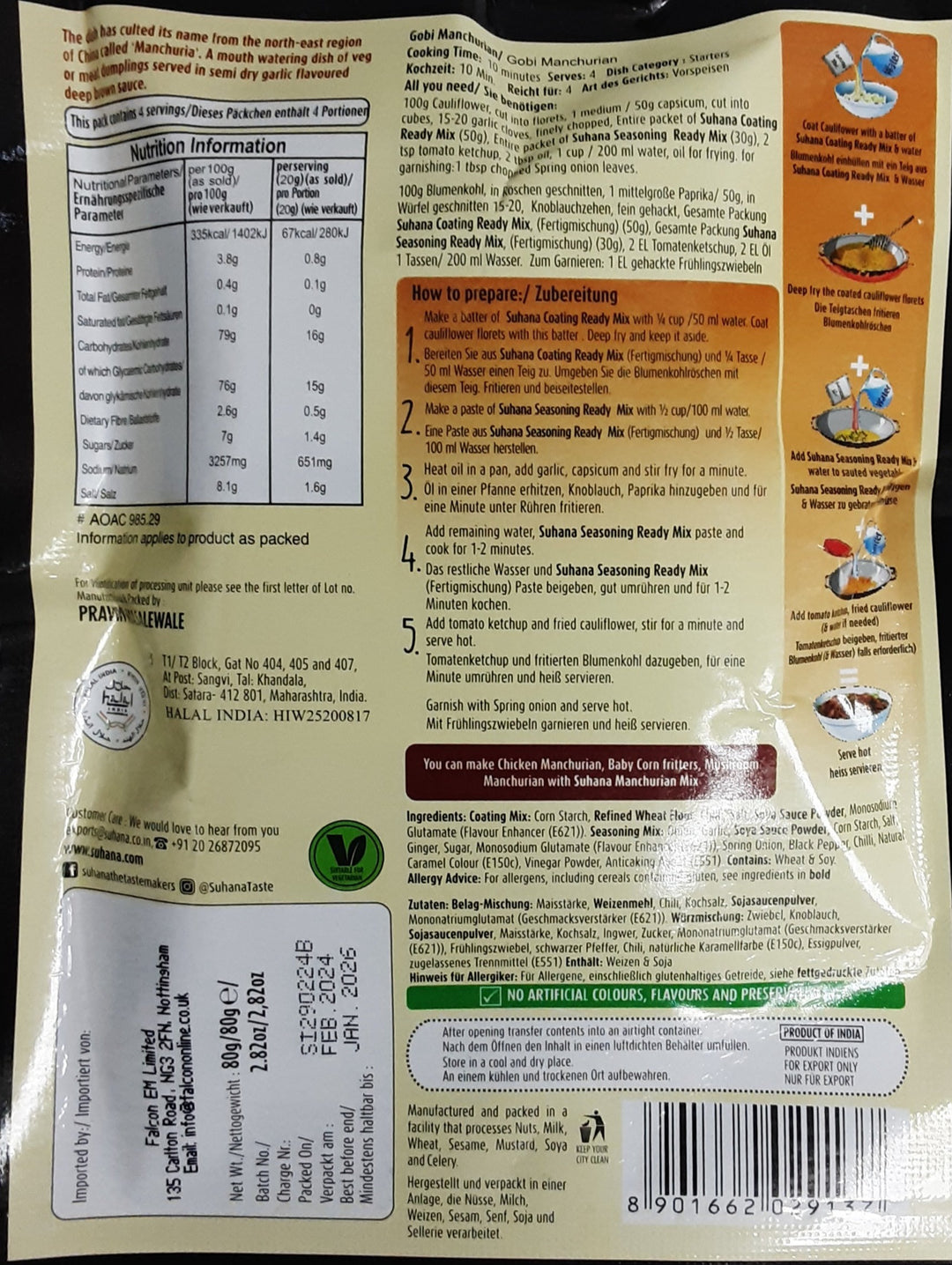 Suhana Instant Masala Spice Mix Manchurian 80g