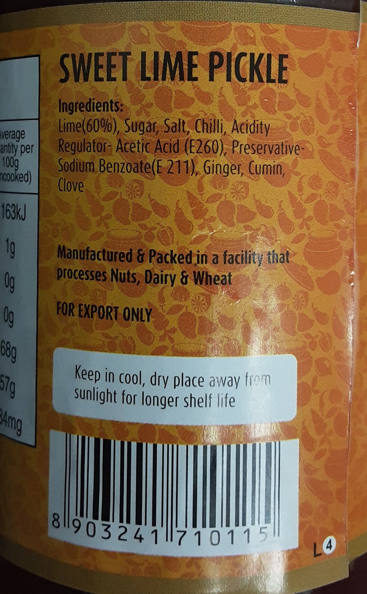 Suhana Pravin Pickle Sweet Lime 340g