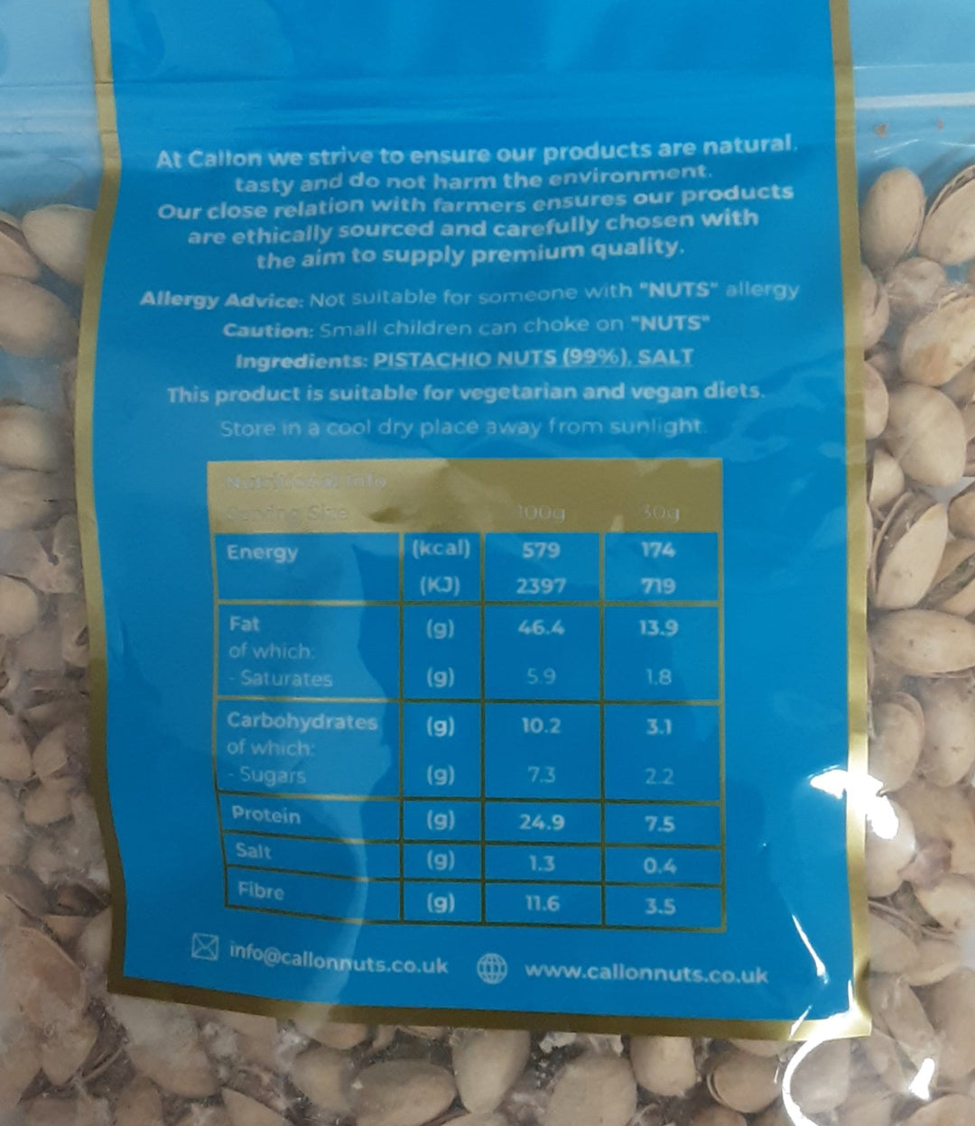 Callon Roasted Salted Pistachios True Natural Taste Premium Quality  600g