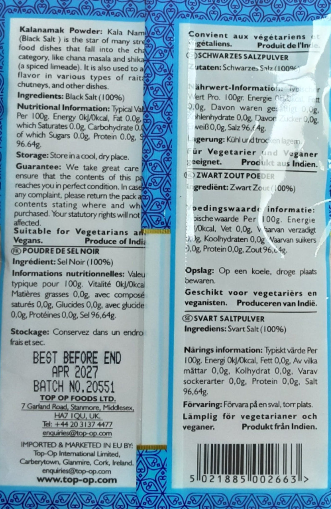 Top Op Kala Namak Powder Black Salt 100g